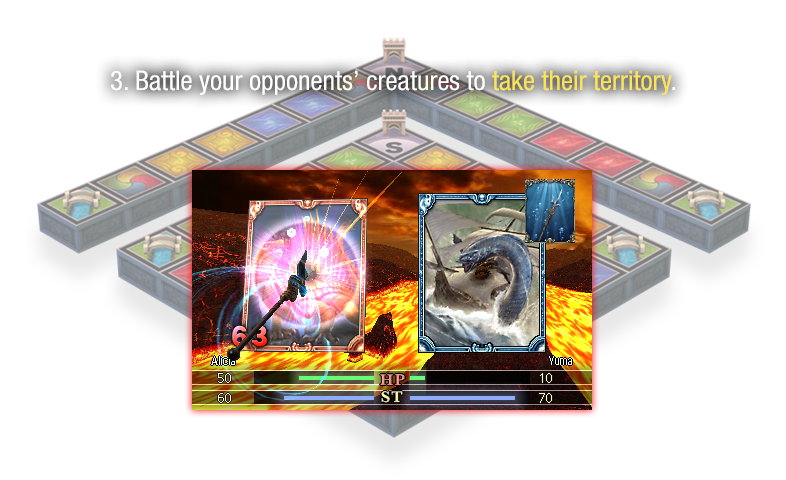 Battle enemy creatures for their territory.